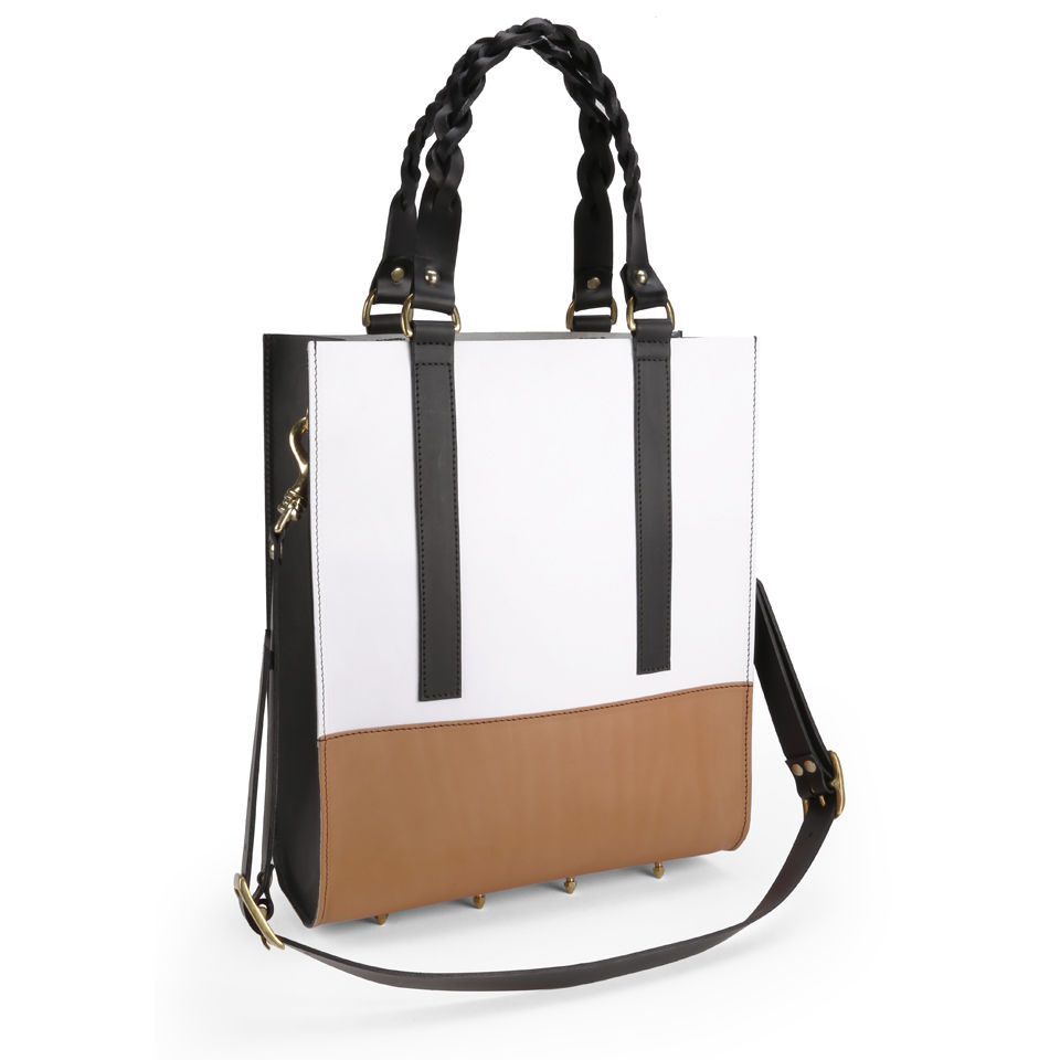 Danielle Foster Kelly Colourblock Leather Tote Bag - Black/Tan/White