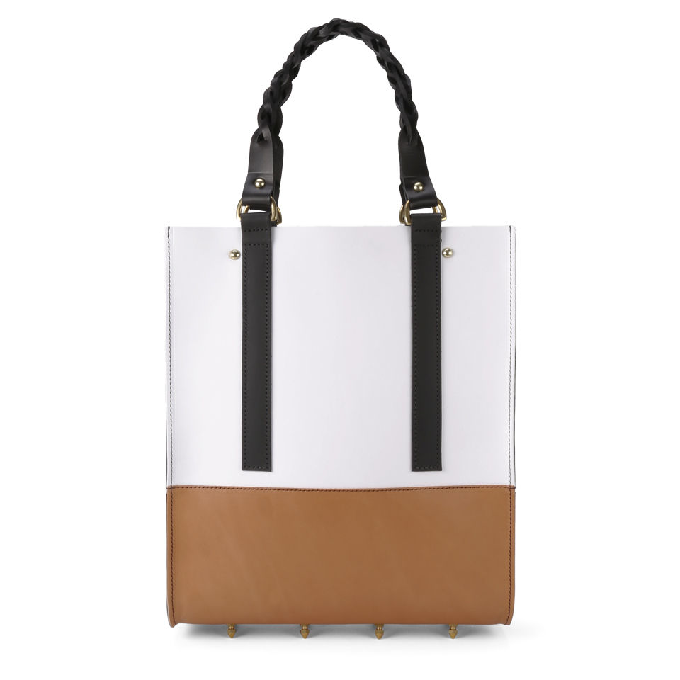 Danielle Foster Kelly Colourblock Leather Tote Bag - Black/Tan/White