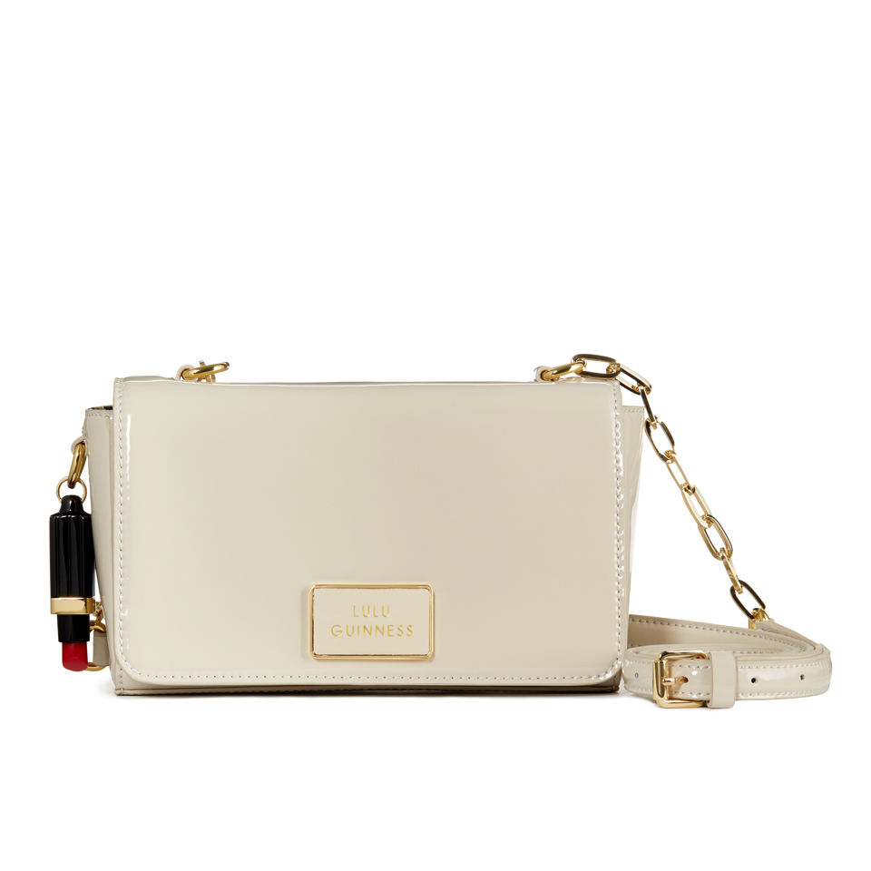 Lulu Guinness Verity Patent Leather Medium Cross Body Bag - Stone