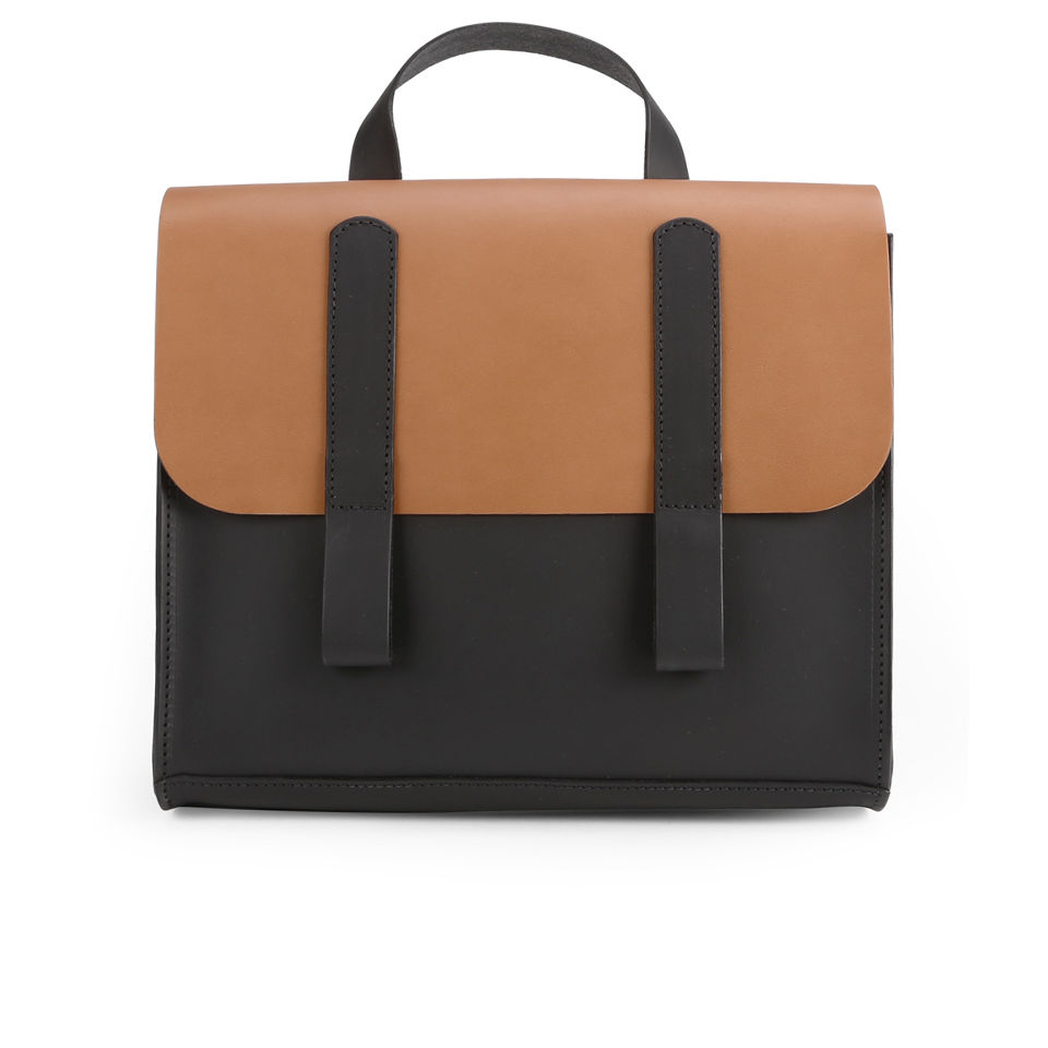 Danielle Foster Kimberley Colourblock Leather Satchel - Black/Tan