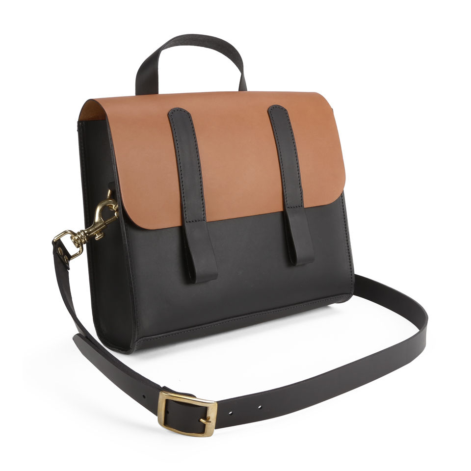 Danielle Foster Kimberley Colourblock Leather Satchel - Black/Tan