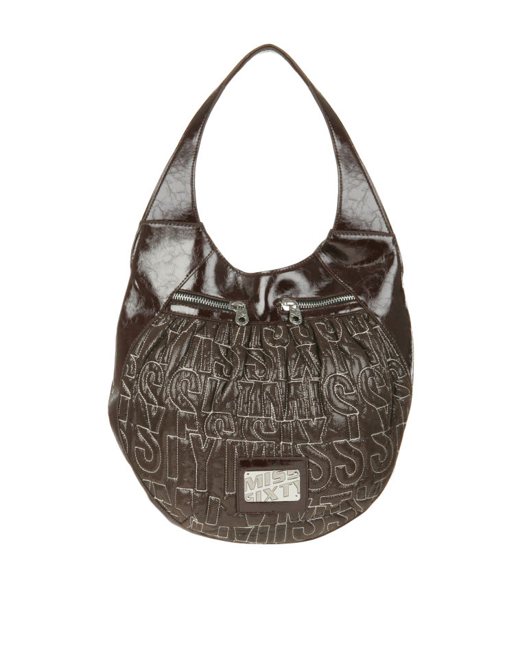 Miss Sixty Embroidered Logo Shoulder Bag  - Cocoa Brown