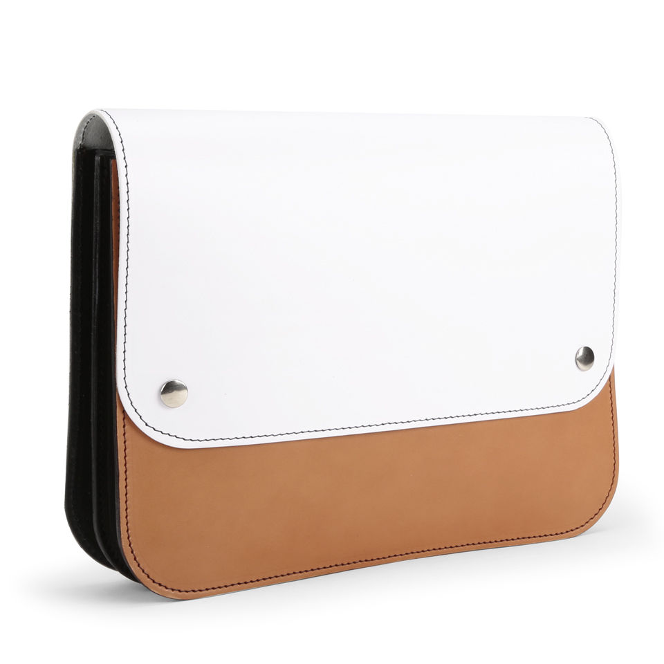 Danielle Foster Kit Colourblock Leather Clutch Bag - Black/Tan/White
