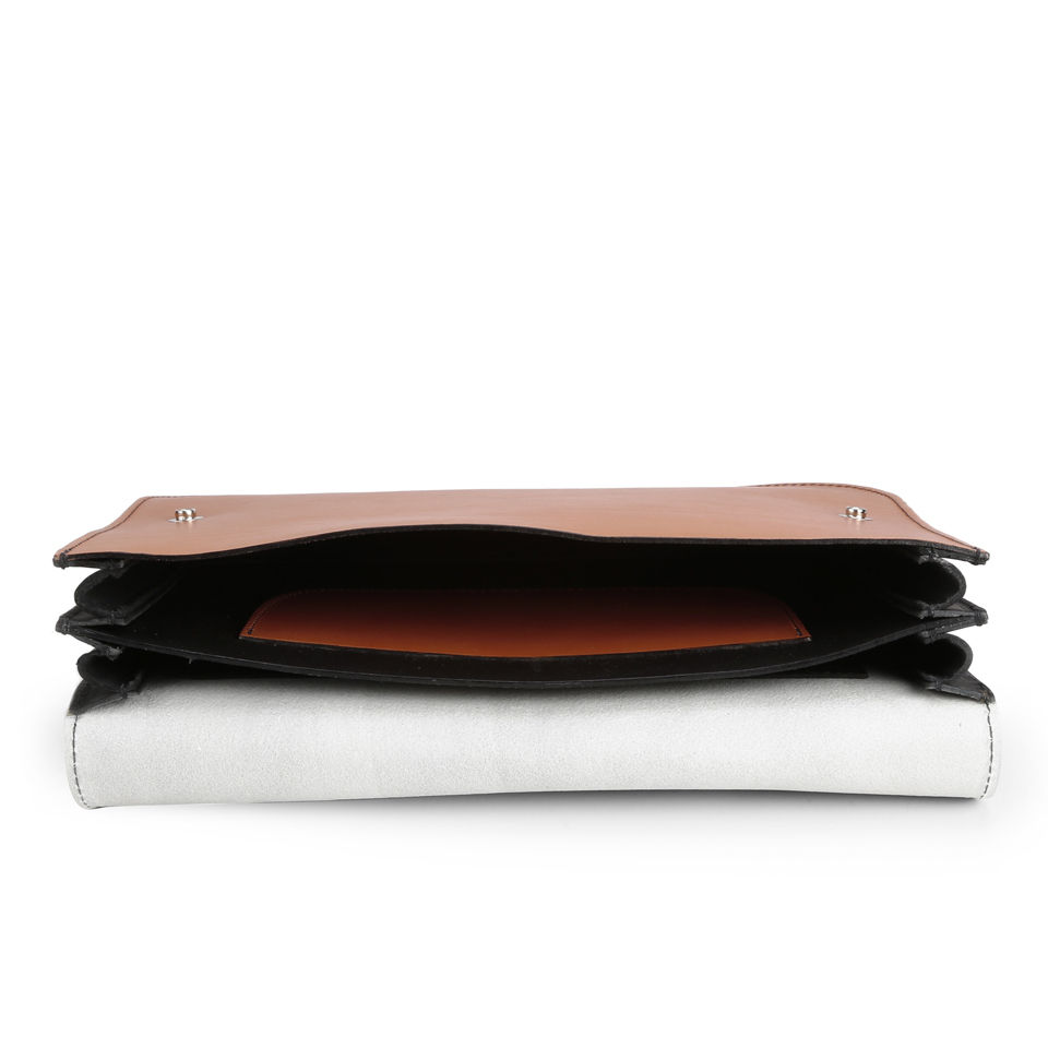 Danielle Foster Kit Colourblock Leather Clutch Bag - Black/Tan/White