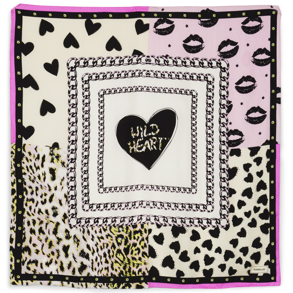 Codello Wild Heart Square Silk Scarf - Light Pink