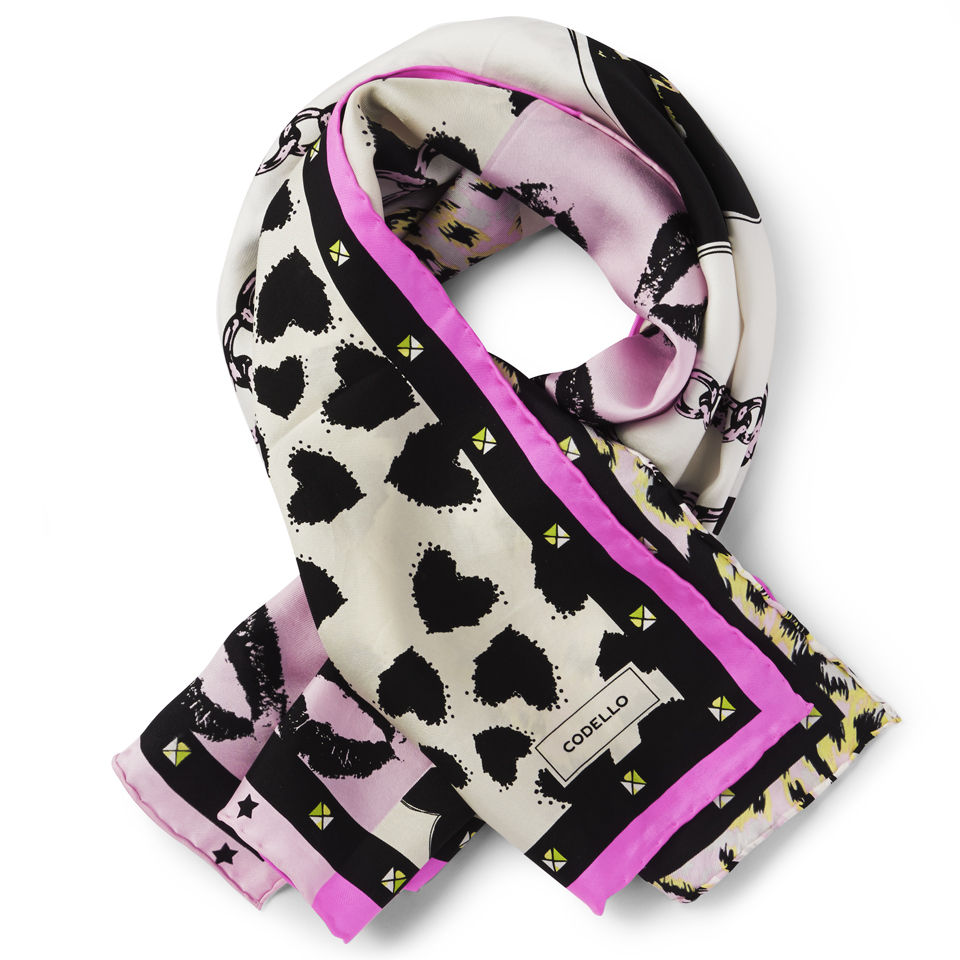 Codello Wild Heart Square Silk Scarf - Light Pink