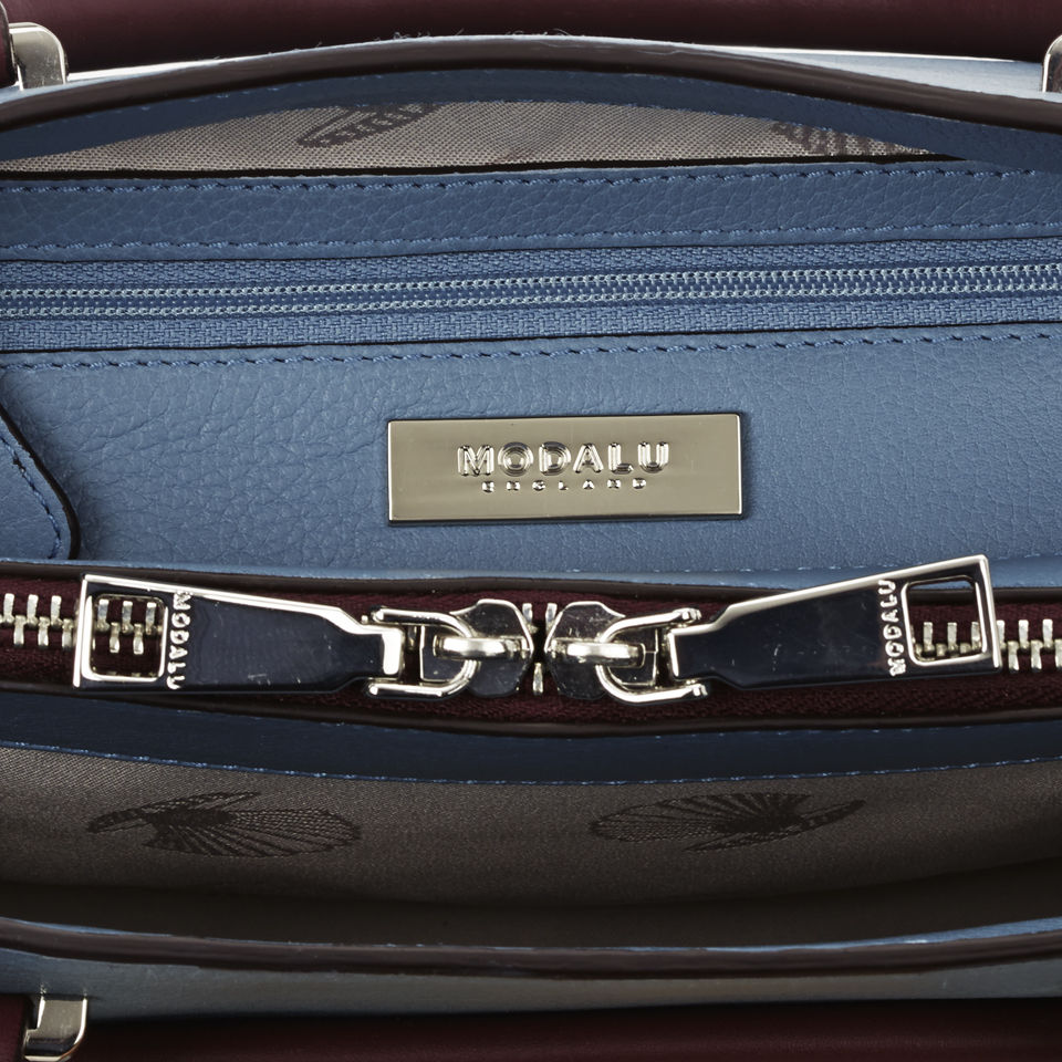 Modalu Erin Structured Mini Tote Bag - Airforce Blue/Claret