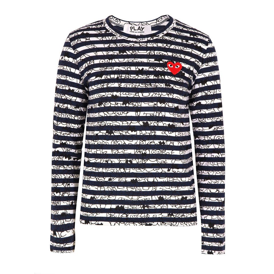 Comme des Garcons PLAY Women s T159 Binky Sheba T Shirt Navy Stripe Coggles