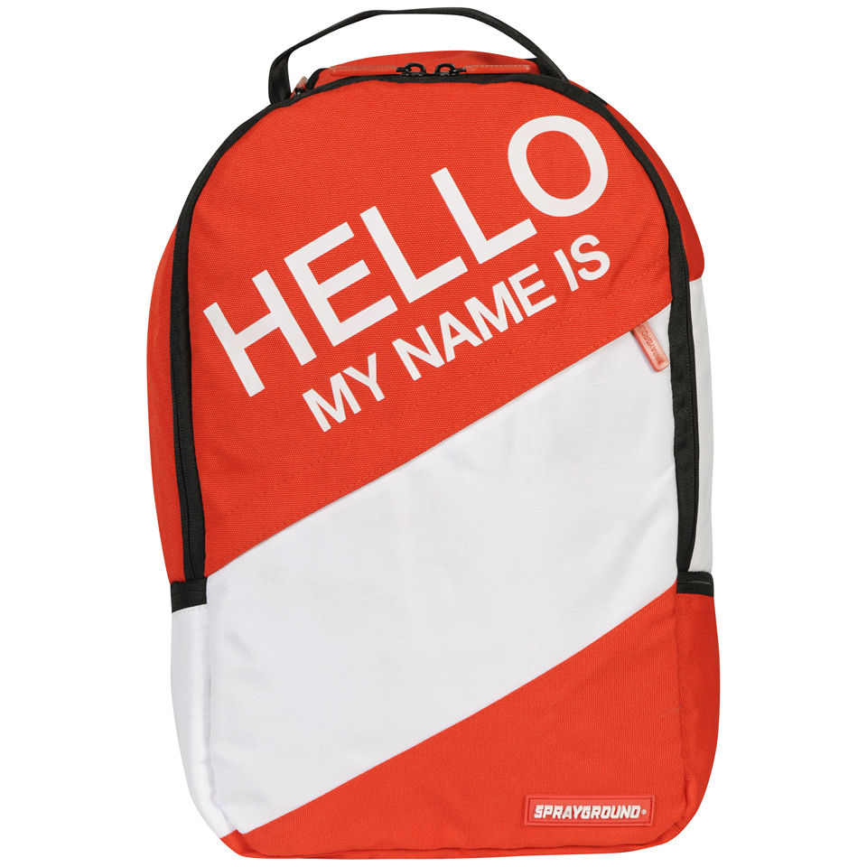 Sprayground hello my name is backpack top