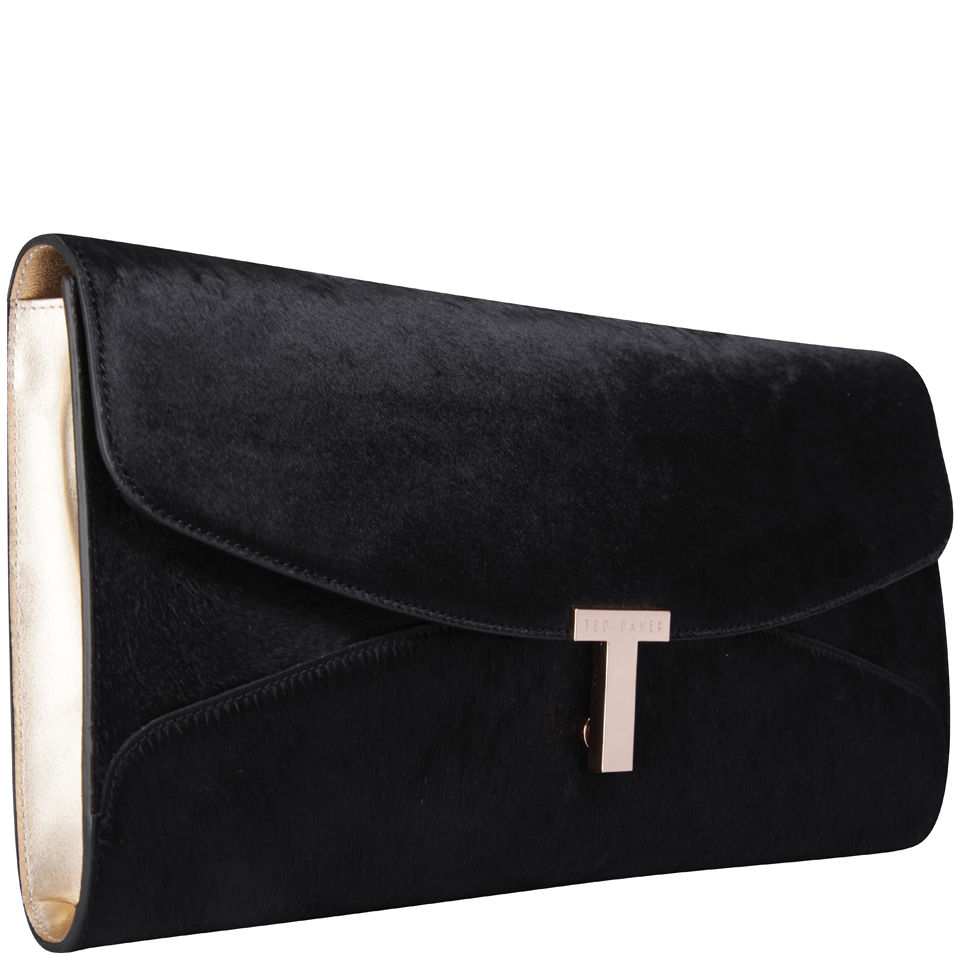 Ted Baker Jamun  T Clasp Leather Maxi Clutch - Black