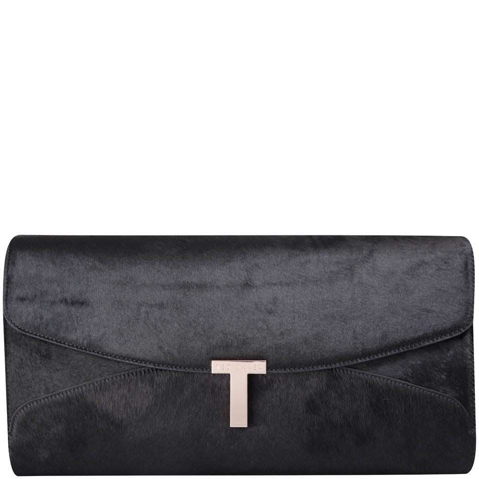 Ted Baker Jamun  T Clasp Leather Maxi Clutch - Black