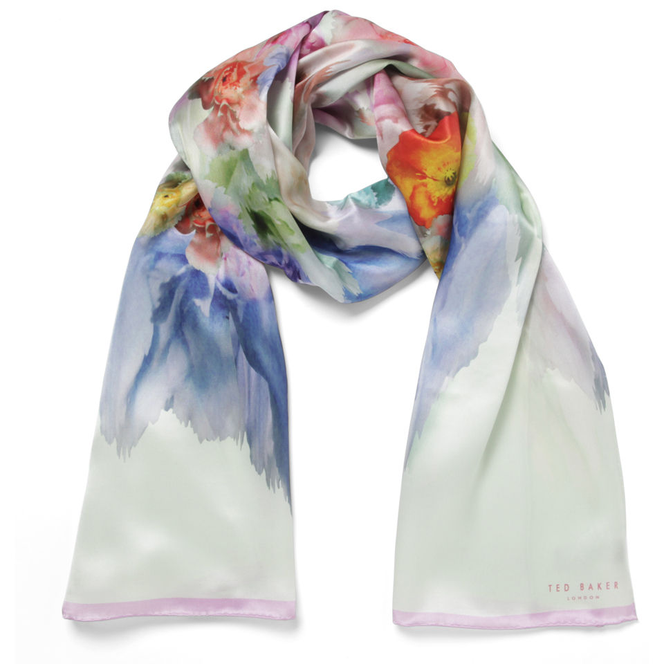 Ted Baker Women's Sugarr Floral Print Silk Scarf - Pale Green