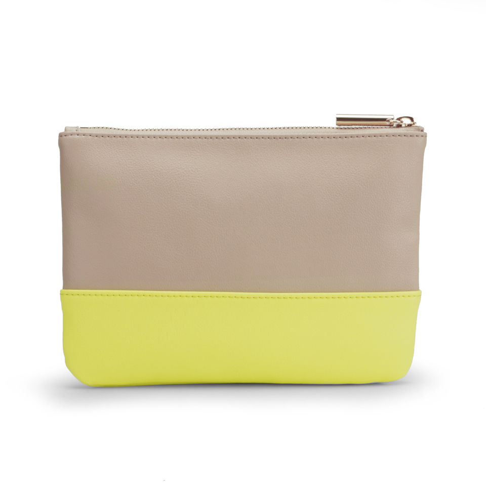 Liu Jo Busta Piatta Febe Zip Top Soft Leather Clutch Bag - Champagne/Lemonade
