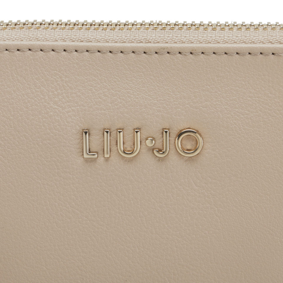 Liu Jo Busta Piatta Febe Zip Top Soft Leather Clutch Bag - Champagne/Lemonade