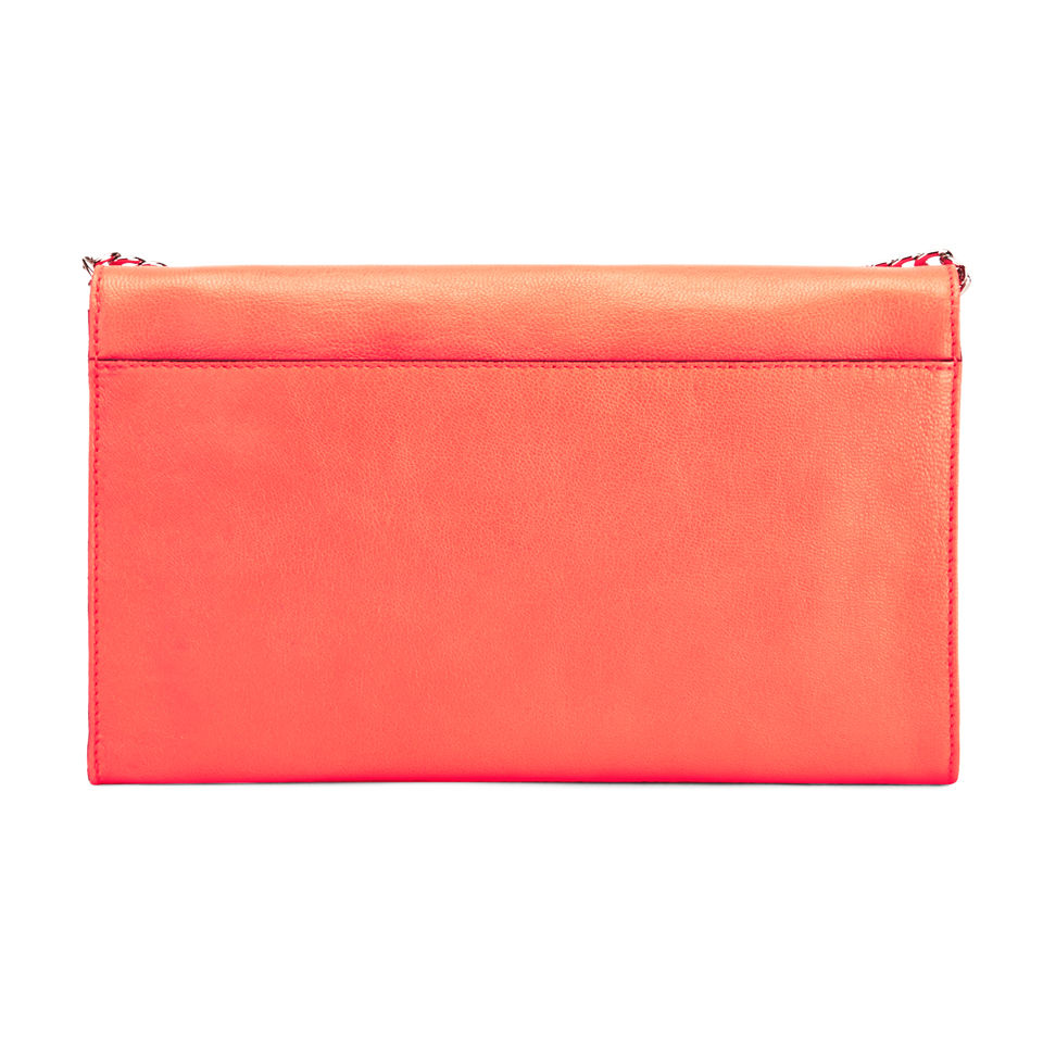 MILLY Women's Riley Hand Through Leather Clutch Bag - Neon Peach