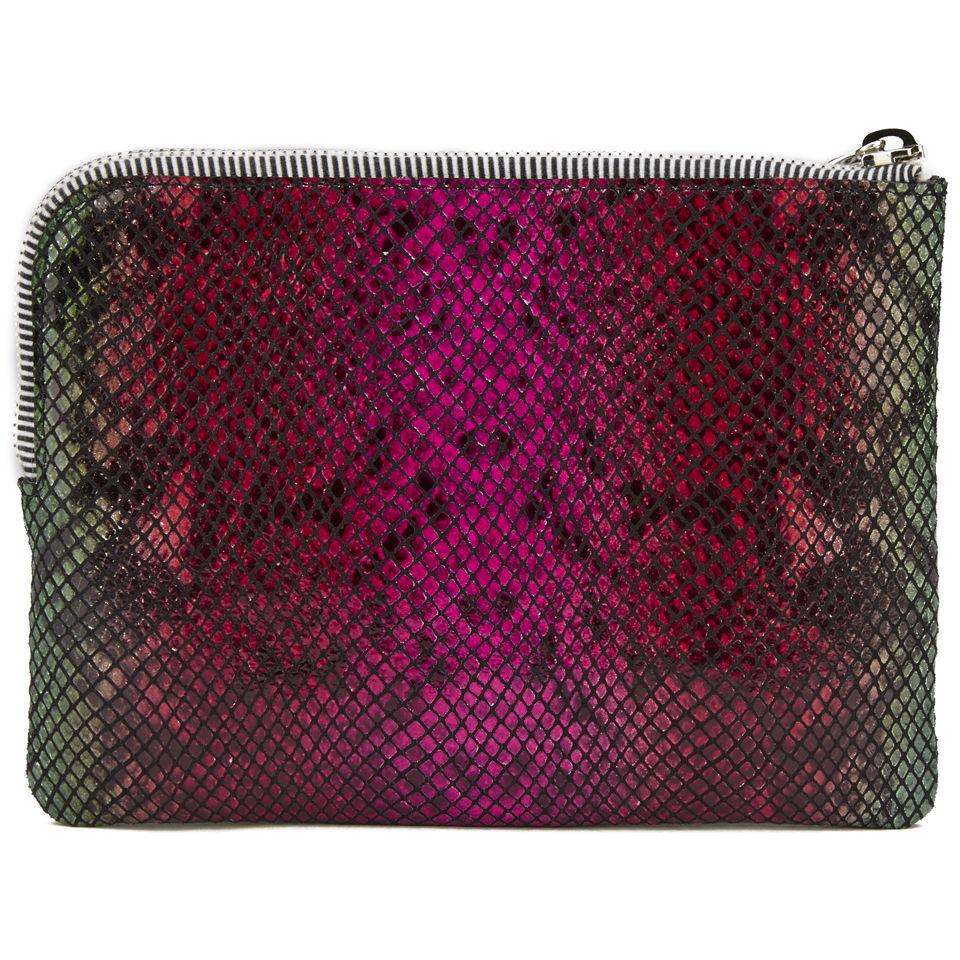 House of Holland Crap Pouch Leather Clutch Bag - Multi Snake