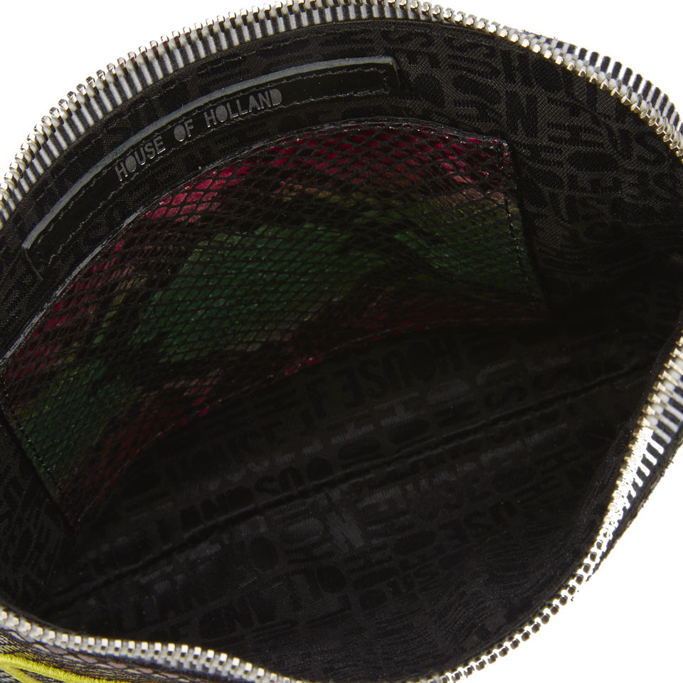 House of Holland Crap Pouch Leather Clutch Bag - Multi Snake