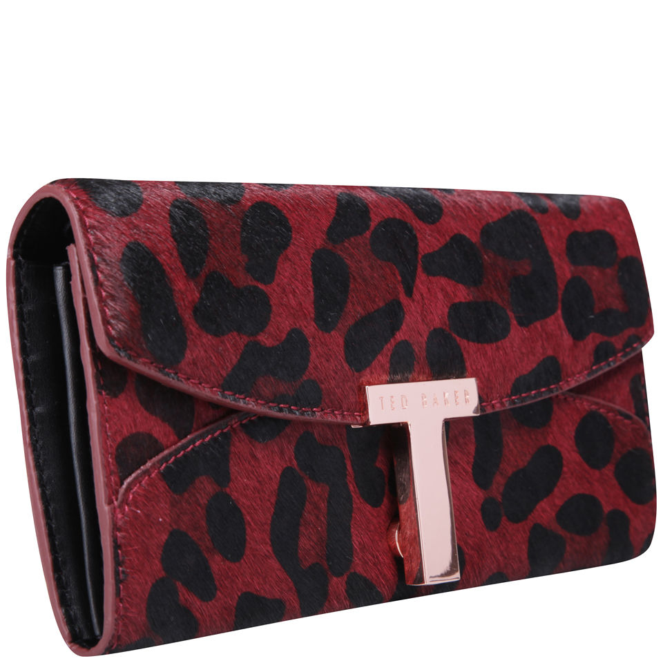 Ted Baker Taffety Leather T Clasp Purse - Oxblood