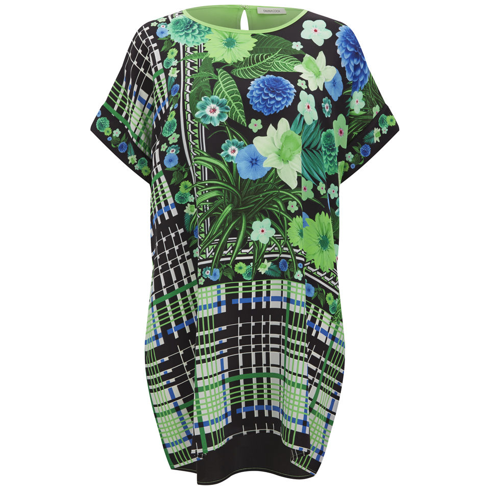 Emma Cook top botanical print silk tunic dress