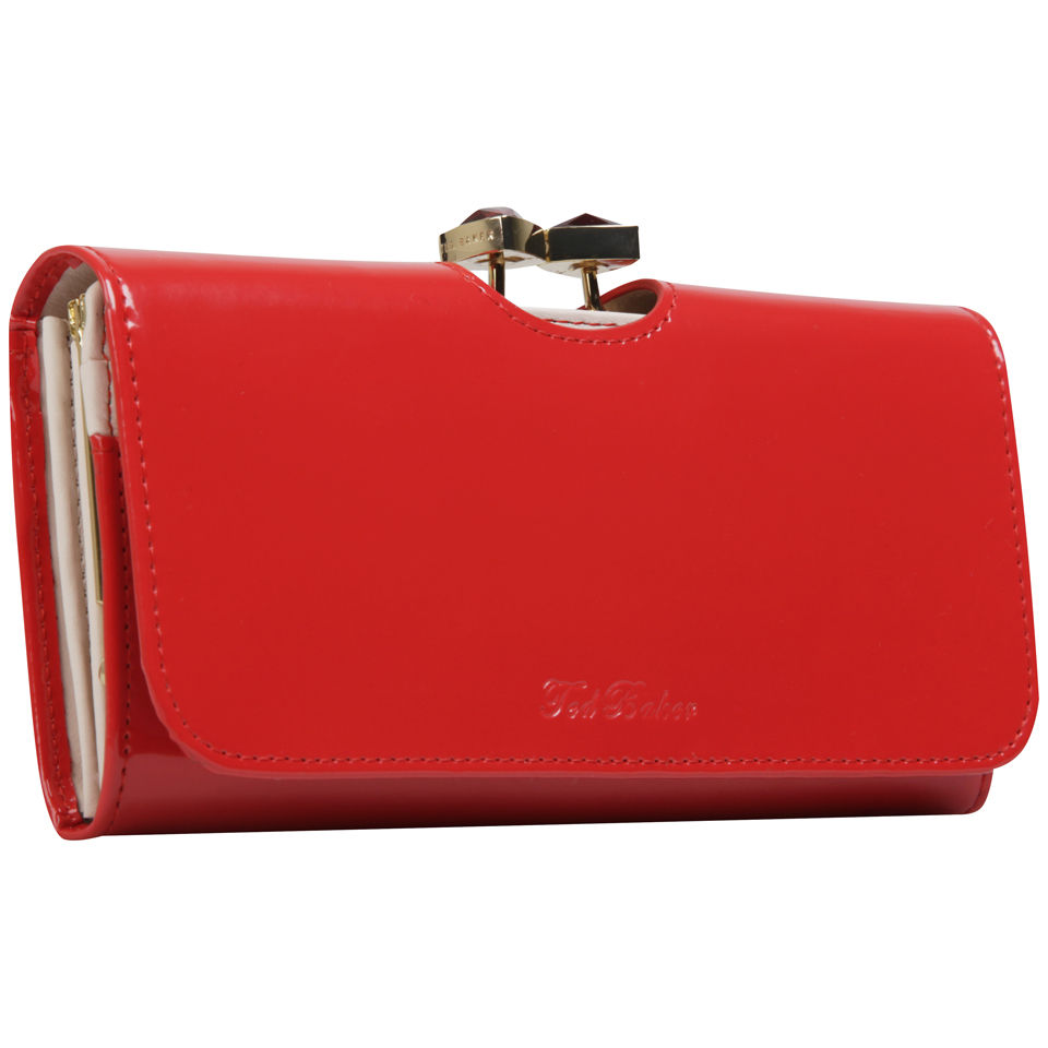 Ted Baker Titiana Bow Crystal Top Bobble Leather Matinee Purse Red