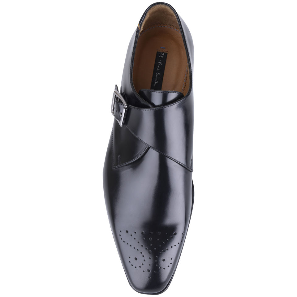 Paul Smith Shoes Men s Wren Buckle Leather Monk Shoes Black High Shine Allsole