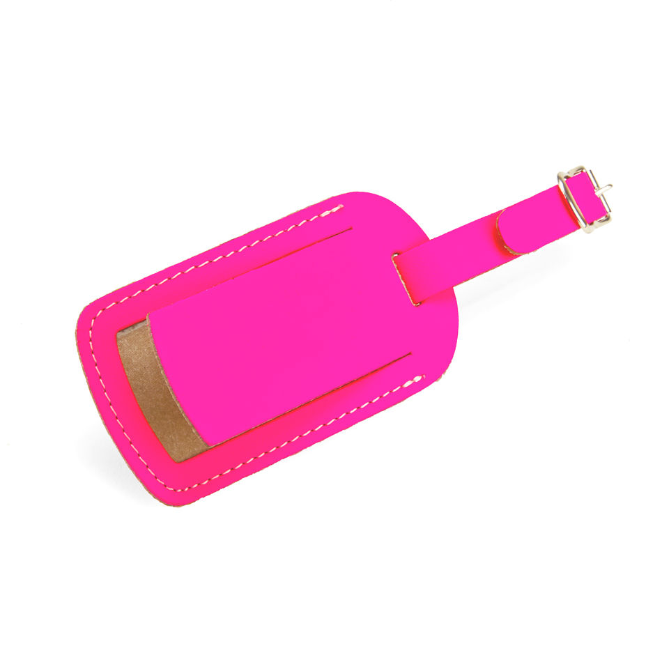 Undercover Recycled Leather Luggage Tag - Fluorescent Pink