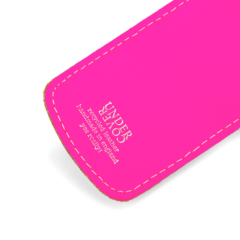 Undercover Recycled Leather Luggage Tag - Fluorescent Pink