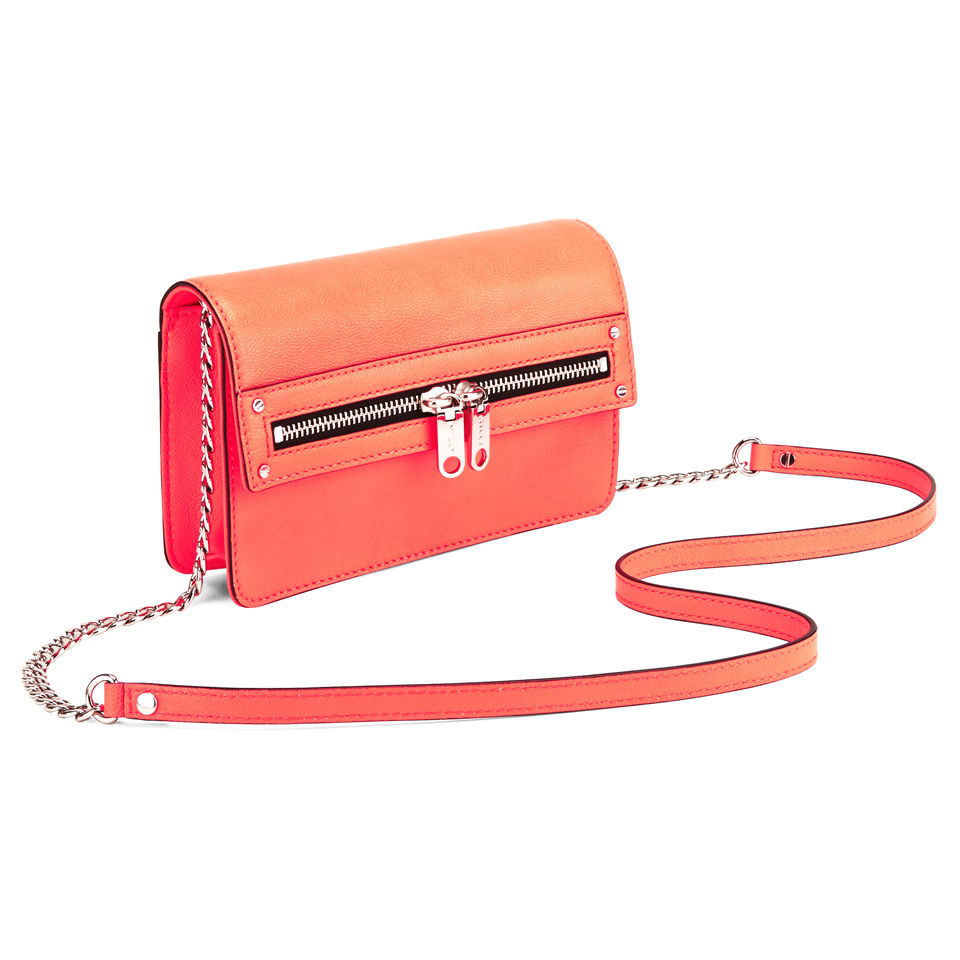 MILLY Women's Riley Small Cross Body Leather Bag - Neon Peach