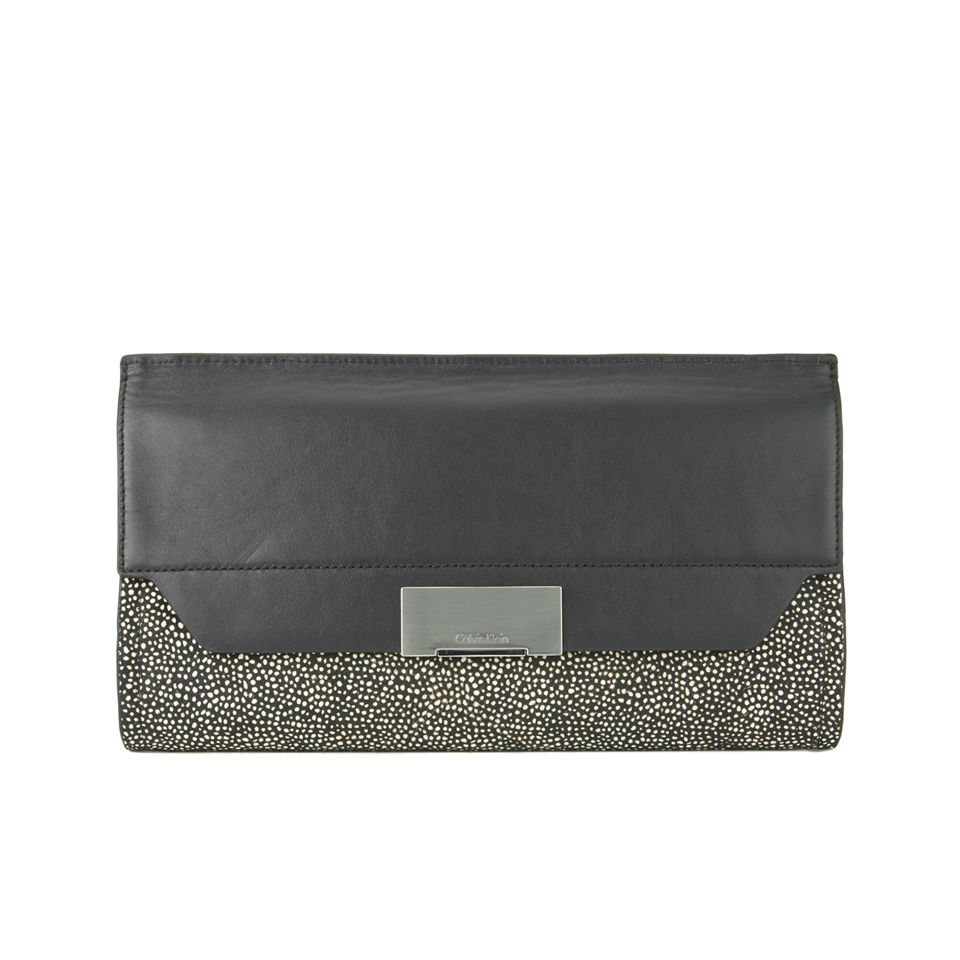 Calvin Klein Women's Leather and Pony Taylor Clutch Bag - Black/Guinea