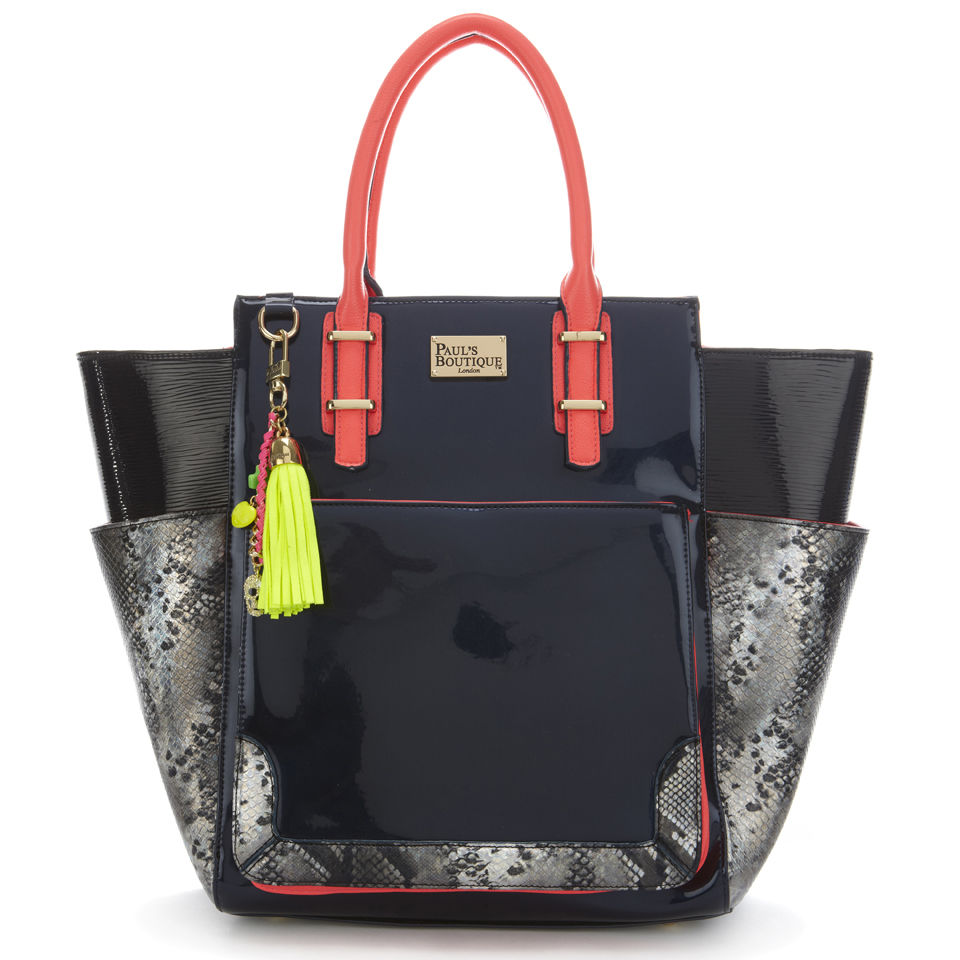 Paul's Boutique Melissa Patent Wing Tote Bag - Navy