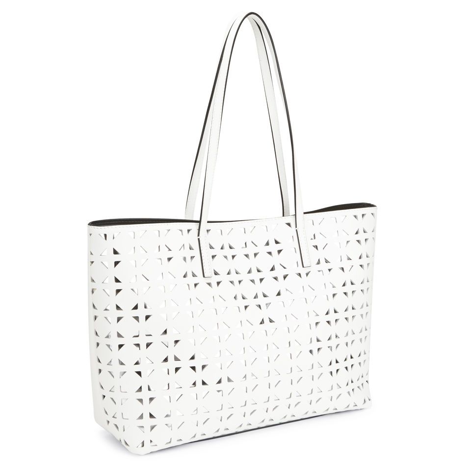 MILLY Women's Palmetto Leather Perforated Tote Bag - White