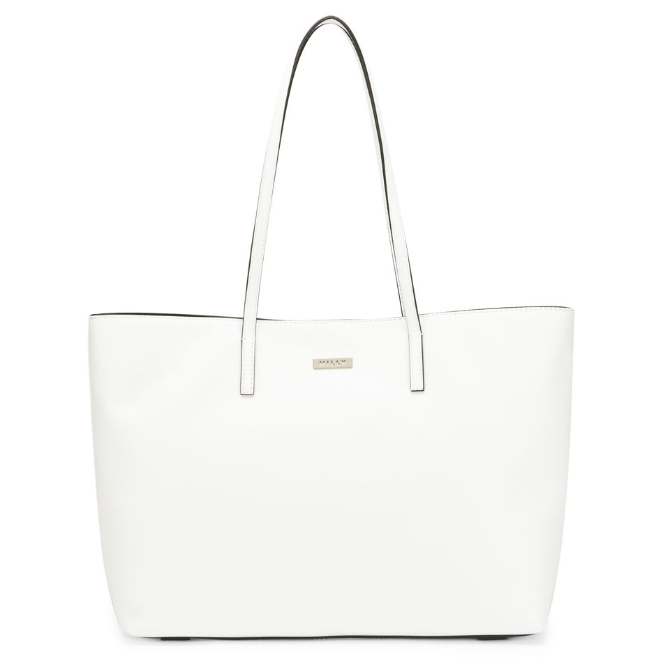 MILLY Women's Palmetto Leather Perforated Tote Bag - White