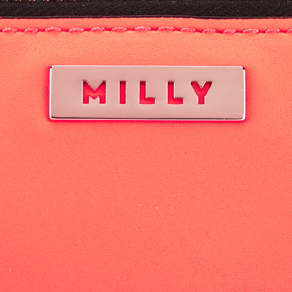 MILLY Palmetto Perforated Leather Small Cross Body Bag - Neon Peach