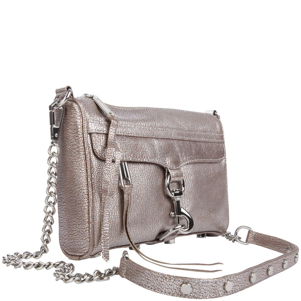 Rebecca Minkoff Mini Mac Leather Shoulder Bag Silver