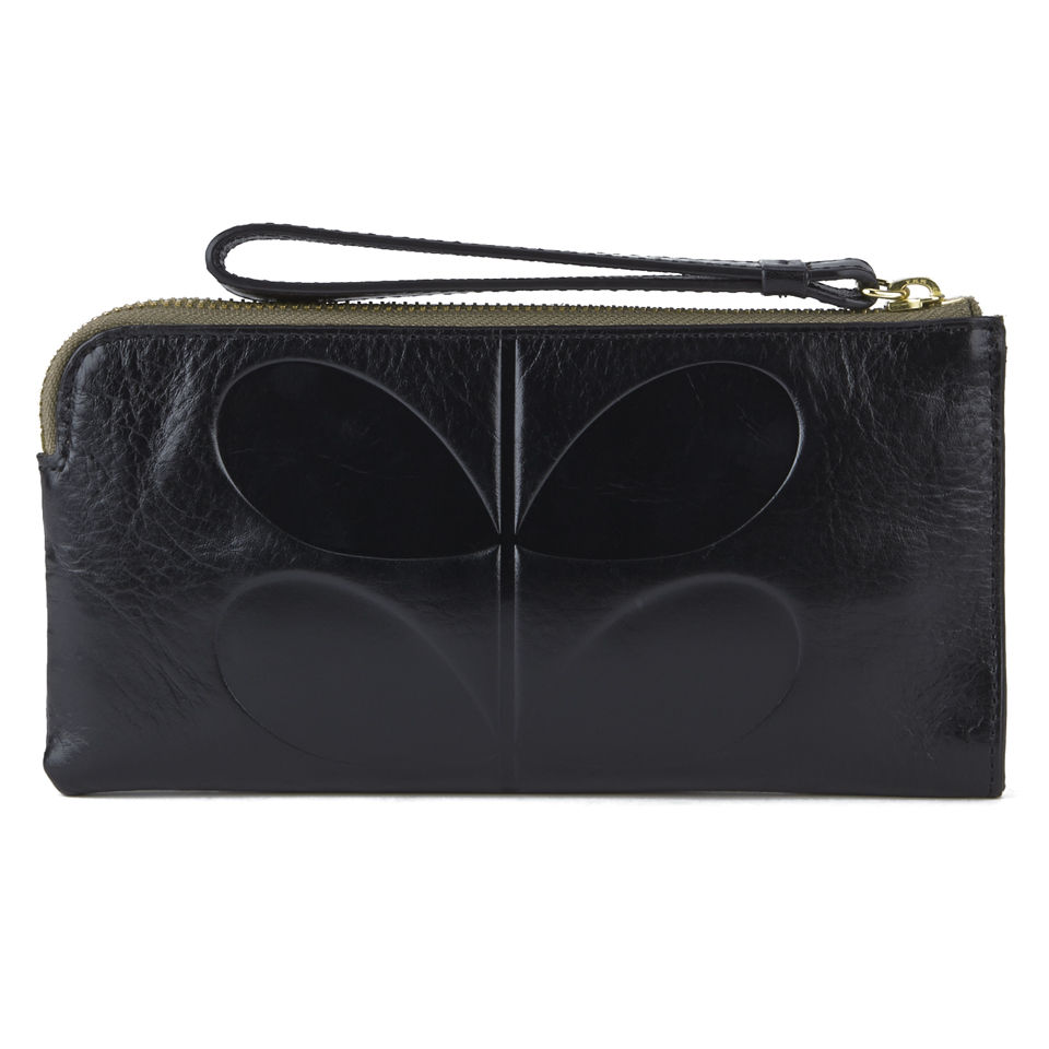 Orla Kiely Flat Zip Wallet Purse - Black