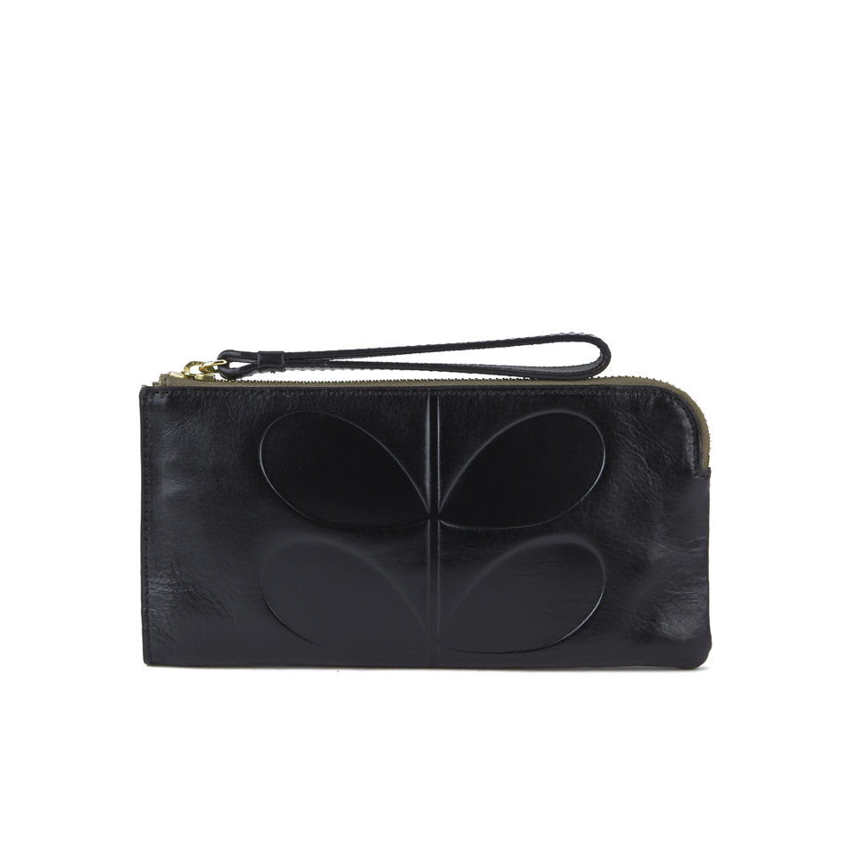Orla Kiely Flat Zip Wallet Purse - Black