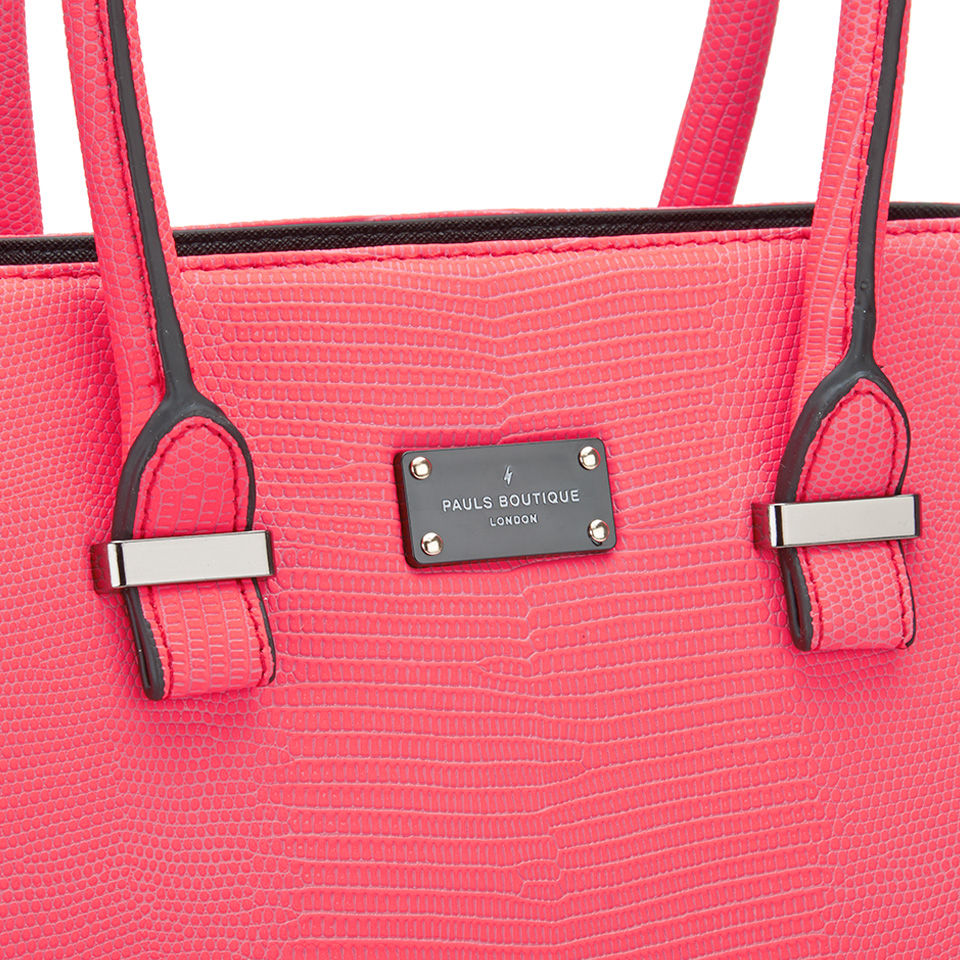 Paul's Boutique Mila Tonal Snake Tote Bag - Coral