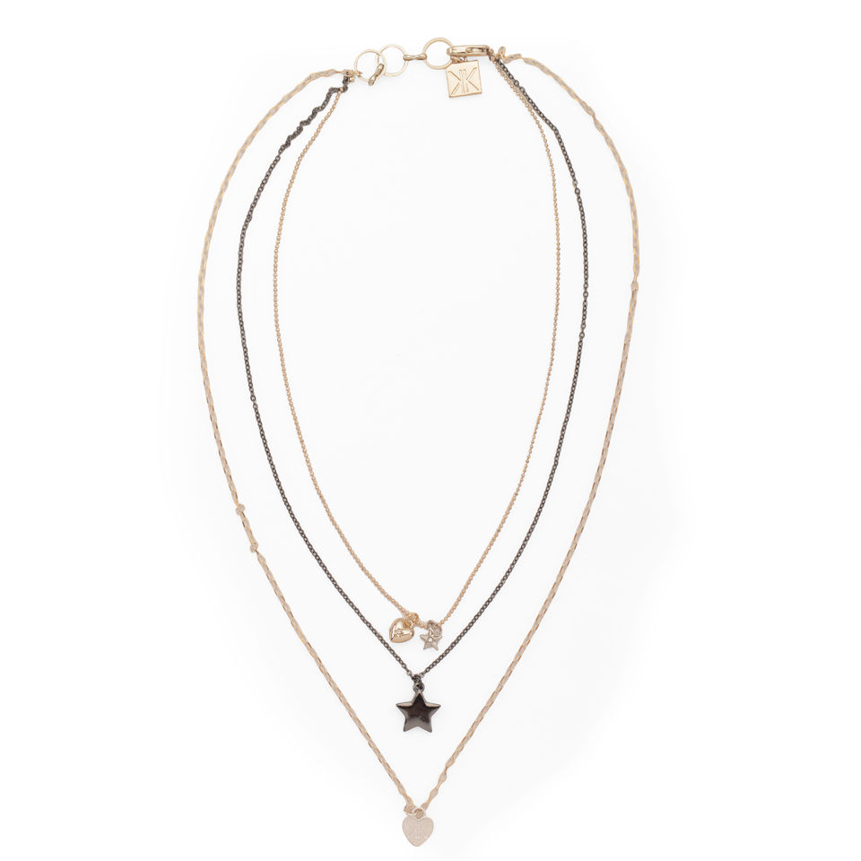 Kardashian Kollection KK Multi Row Charm Necklace - Gold