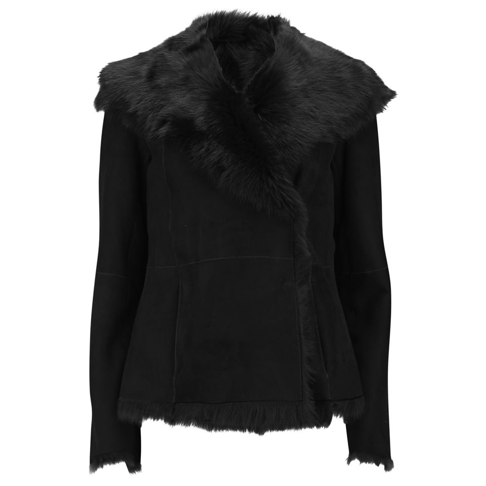Joseph Women s Toscana Anais Short Shearling Jacket Black Coggles