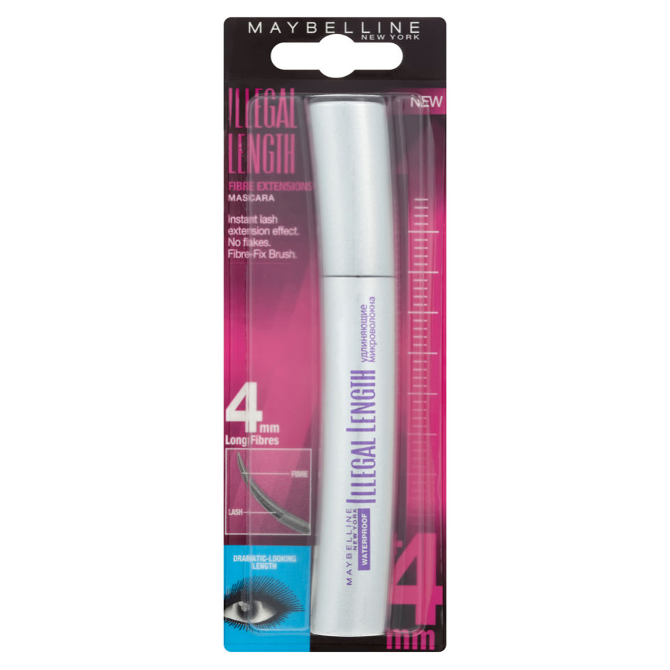 Maybelline New York Illegal Length Fibre Extensions Waterproof Mascara - 4mm Long Fibres (6.9ml)