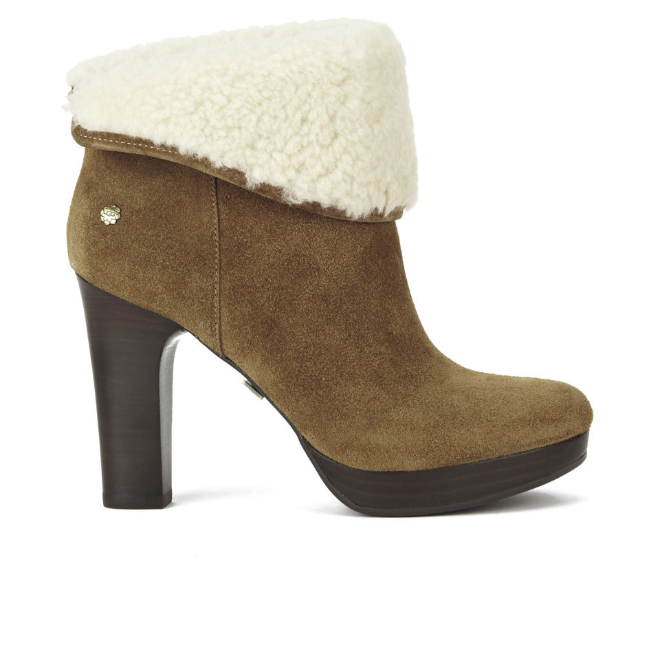 UGG Women s Dandylion Suede Sheepskin Heeled Ankle Boots Chestnut Coggles