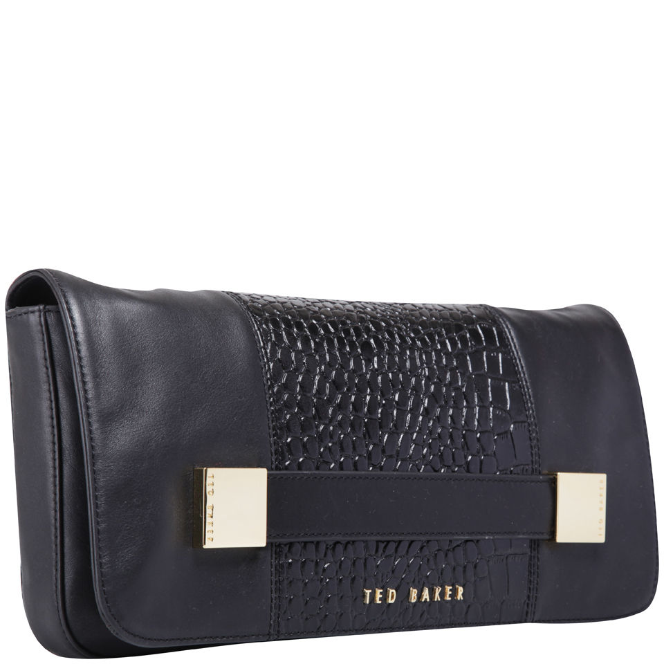 Ted Baker Raschel Metal Square Leather Clutch Bag - Black