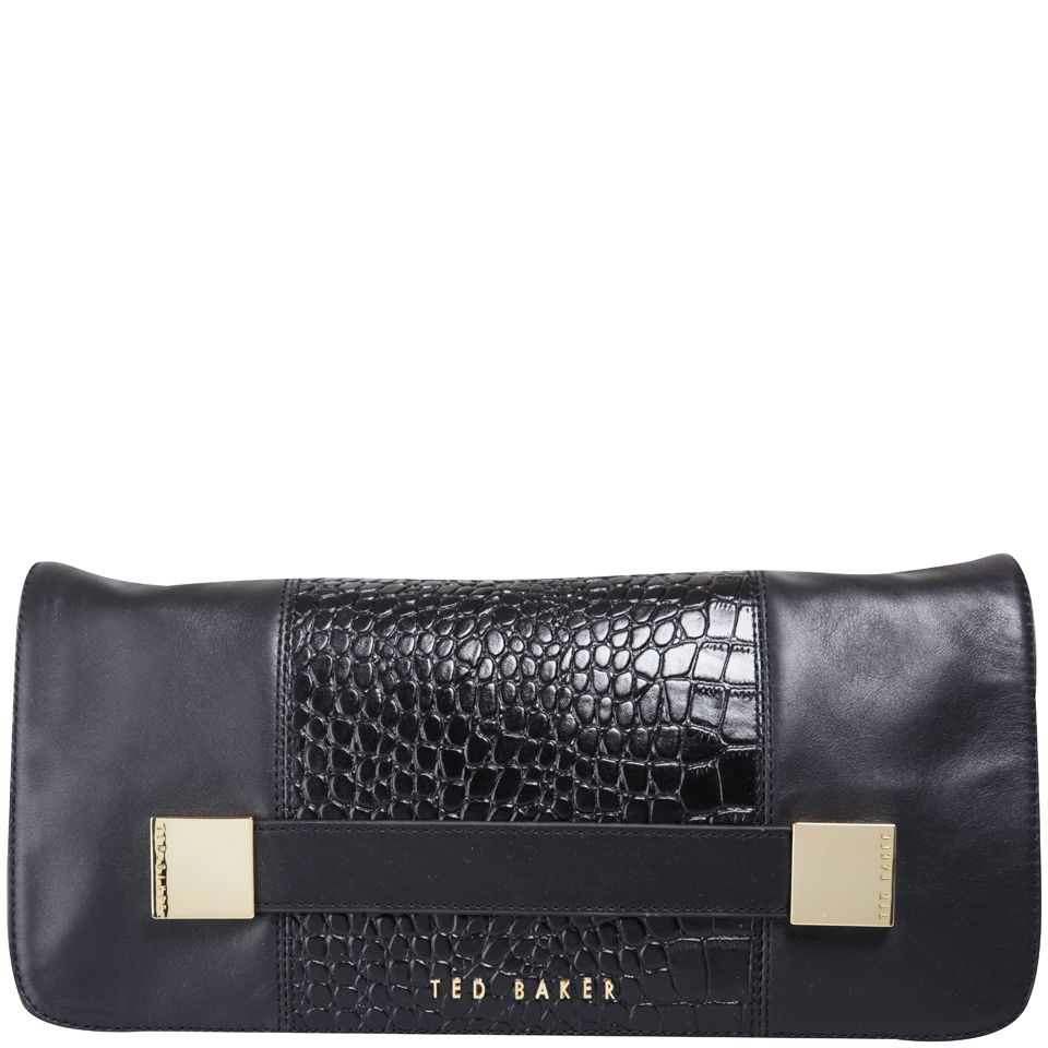 Ted Baker Raschel Metal Square Leather Clutch Bag - Black