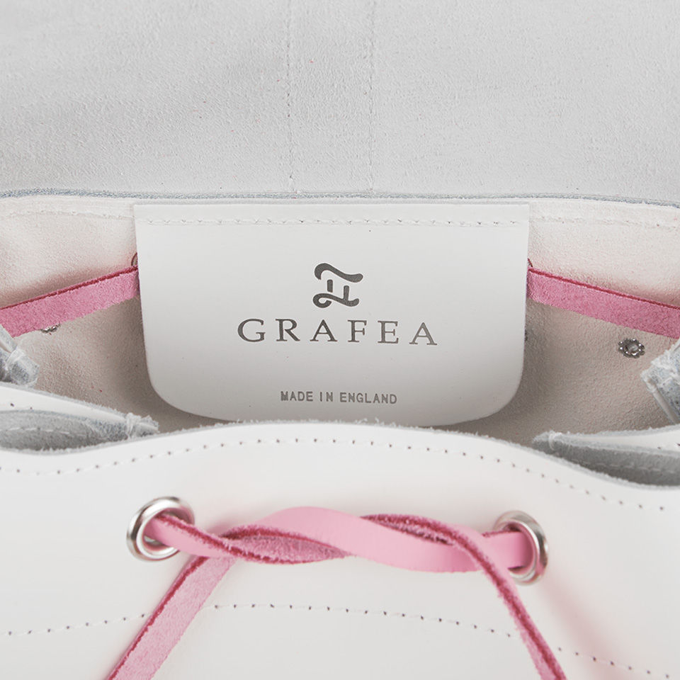 Grafea Rose Medium Leather Rucksack - White/Pink