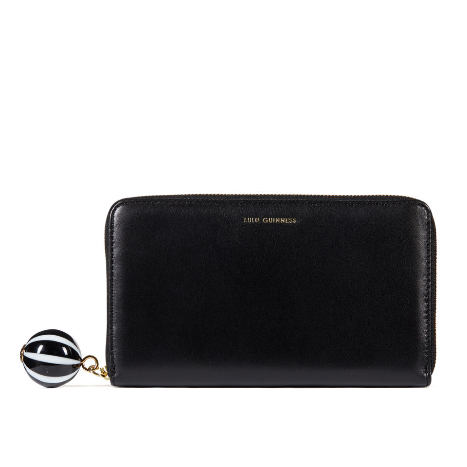 Lulu Guinness Patent Leather Continental Wallet with Humbug Zip Black Coggles