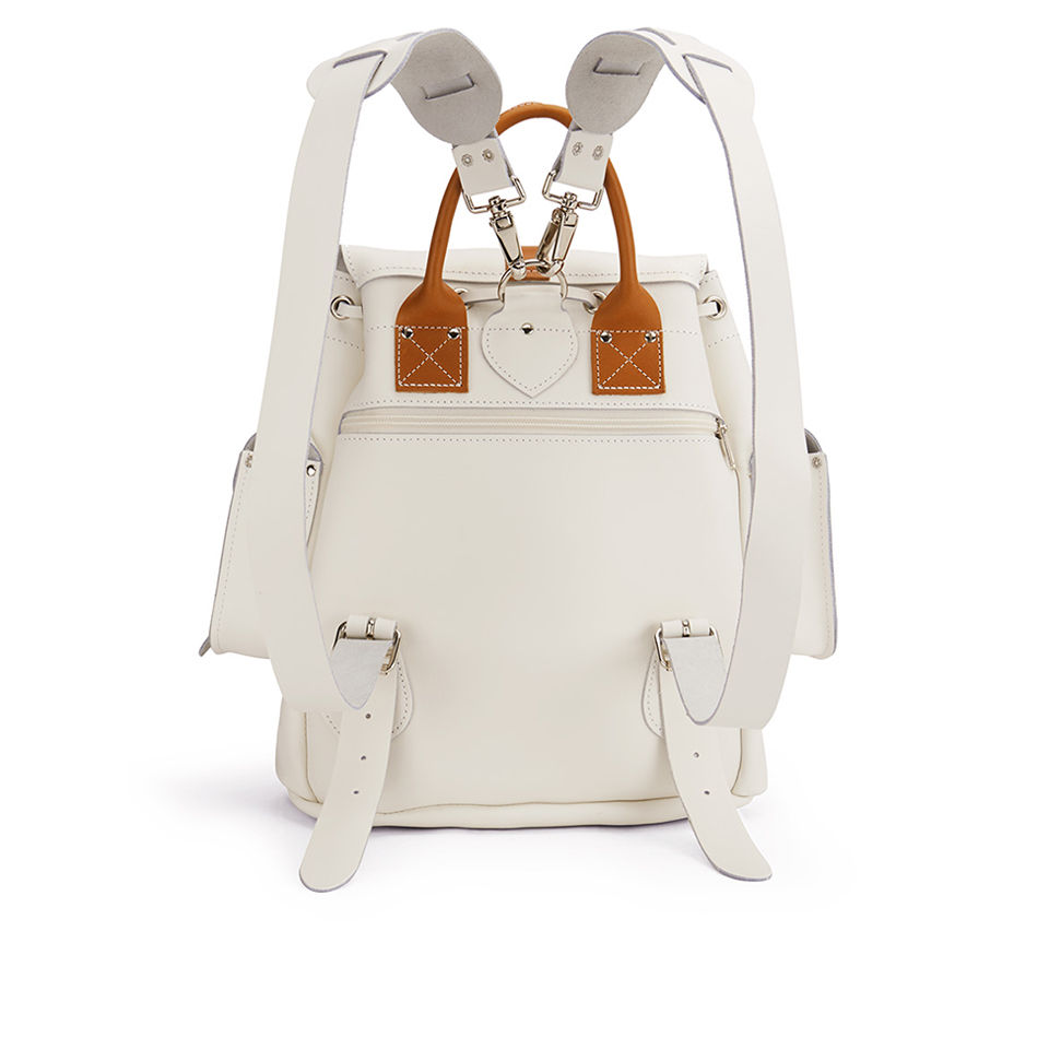 Grafea Villa Bianca Medium Leather Rucksack - White/Tan