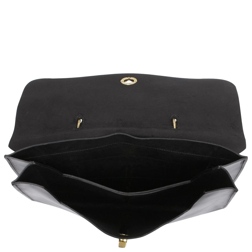Mimi Minerva Large Top Handle Leather Bag - Black