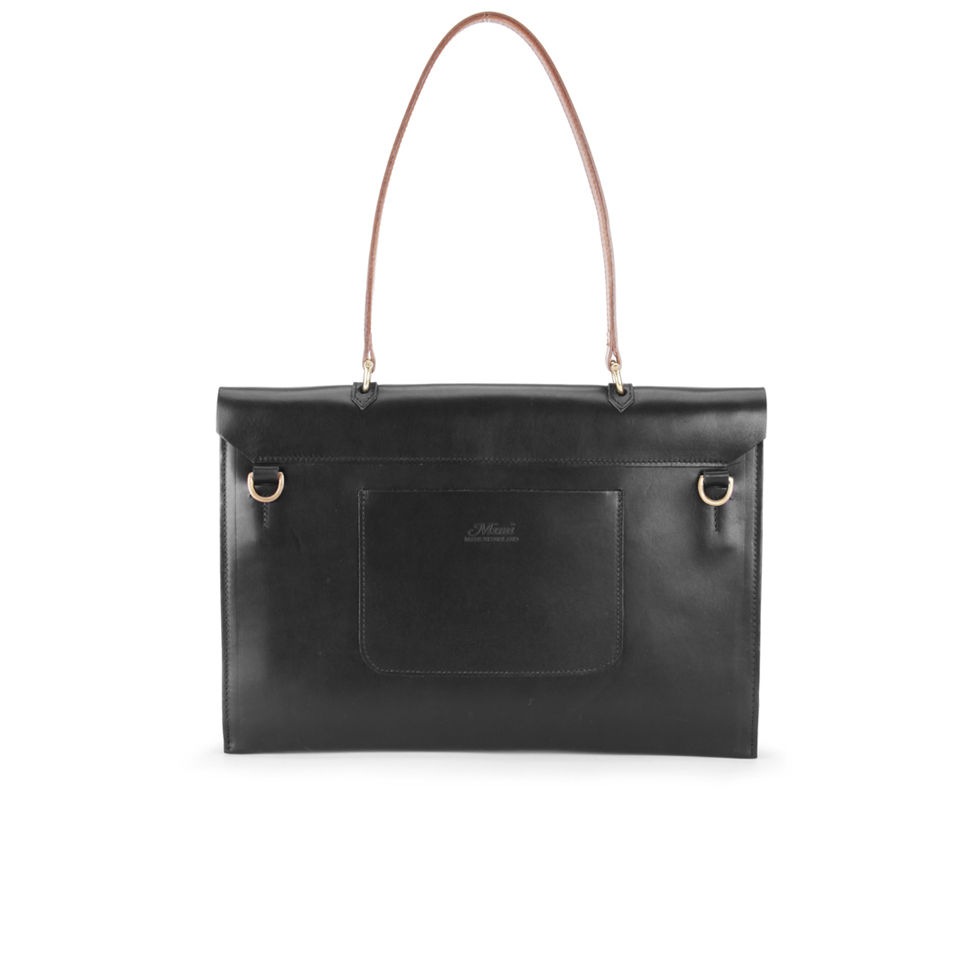 Mimi Minerva Large Top Handle Leather Bag - Black