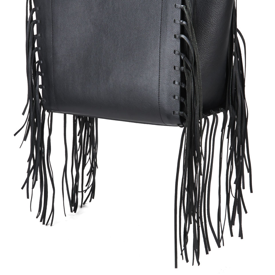 By Malene Birger Women's Braciona Leather Fringe Tote Bag - Black