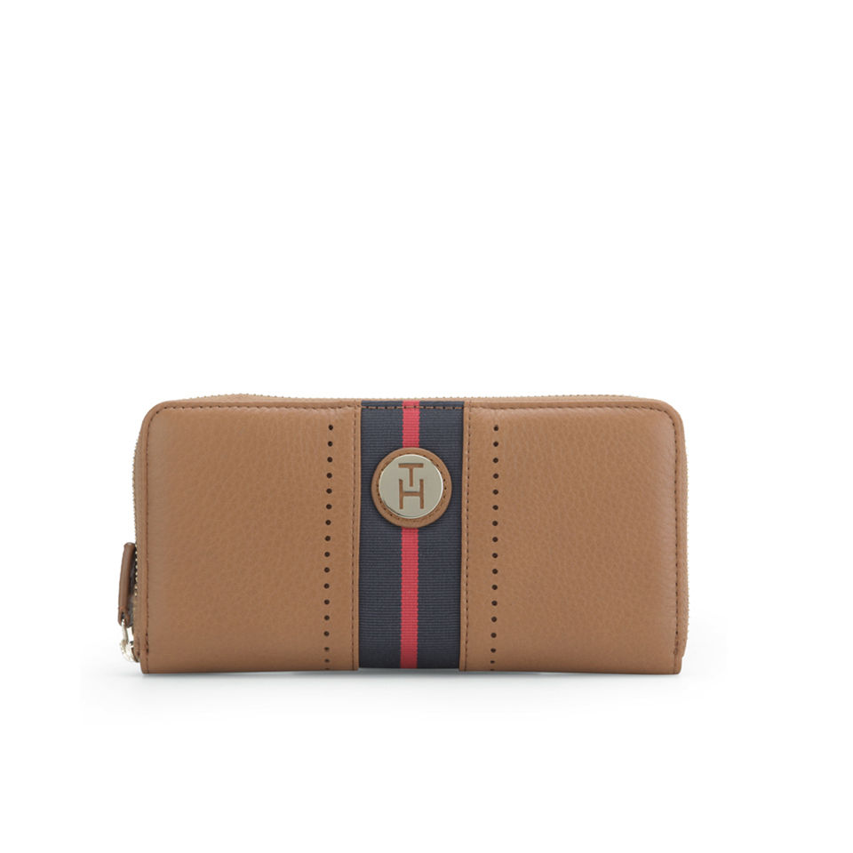 Tommy Hilfiger Women's Waverly SLG Large Zip Around Leather Purse - Tan